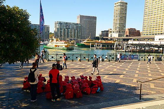 Schoolchildren  outside the Museum of Contemporay Art  at Circular Quay, Sydney