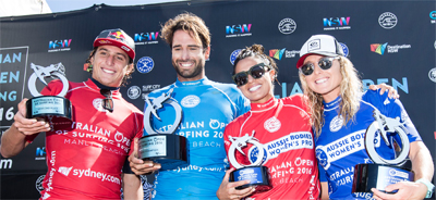 Top Australian female surfer Laura Enever in the Australian Open of Surfing at Manly 2016