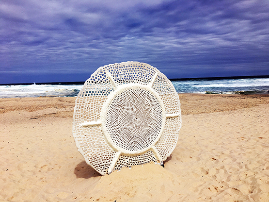 Ocean Lace, by Britt Mikkelsen, at the Scupture by the Sea 2017 exhibition on the Bondi to Tamarama coastal walk, Sydney