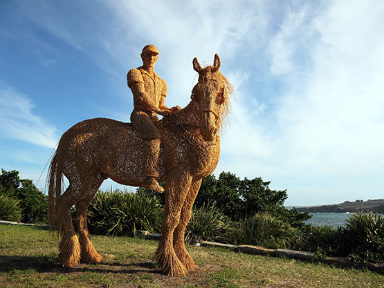 Tribute to workhorse, By Belinda Villani, at the Scupture by the Sea exhibition on the Bondi to Tamarama coastal walk, Sydney