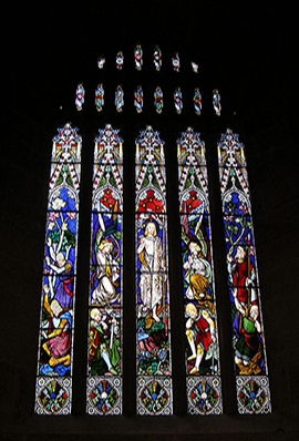 Stained glass window in St Andrews Cathedral, Sydney